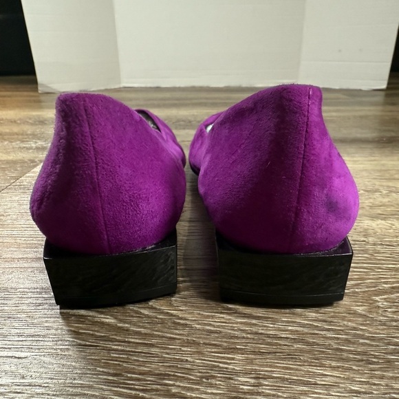 Delman Shoes Women's 8M Purple Suede Pump Wedge 1" Heel Square Heel Round Toe - Picture 5 of 9